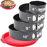Fensiden 4-7-9-10 Inch Non-stick Springform Cheesecake Pan Set of 4 | Food Grade, FDA Food Contact Safe, Non-Stick, Dishwasher Safe, Removable Bottom, Comes with Silicone Base Protector