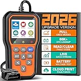 BluSon YM319 OBD2 Scanner Diagnostic Tool with Battery Tester, Check Engine Fault Code Reader with Live Data, Cloud Printing, DTC Lookup, Freeze Frame, Scan Tool for All OBDII Protocol Cars Since 1996