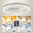 ropelux Low Profile Ceiling Fans with Lights and Remote, 20 inches LED Ceiling Fan Flush Mount, Dimmable & 6 Fan Speeds, White Modern Fan Light Ceiling Fixtures for Bedroom/Living Room