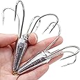 Gefischtter Fishing Hooks Snagging Hooks Snagging Weighted Treble Hooks Large Treble Bunker Hook for Bass Fishing(1.05oz/1.76oz/2.46oz)