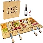 Personalized Charcuterie Boards Set – Customizable Bamboo Cheese Board with Knife Set, Folding Charcuterie Boards with Accessories for Outdoor Gatherings, Family Parties, Weddings & Housewarming Gifts