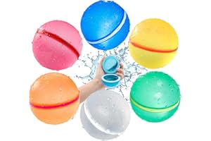 MACABAKA SOPPYCID latex-Free Silicone Reusable Magnetic Water Balloons Self-sealing Pool Toys for Kids Outdoor Toys for Summer Fun Bomb activities Refillable Water Splash Games Toys for Ages 3 4 5 6 7 8 6PCS