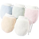 MOMSMENU Newborn Mittens No Scratch 100% Cotton Drawstring Mitts Baby Mittens 0-12months 5Pack
