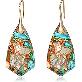 Wovanoo Natural Stone Earrings Multishape Dangle Drop Earrings Boho Stone Earring for Women