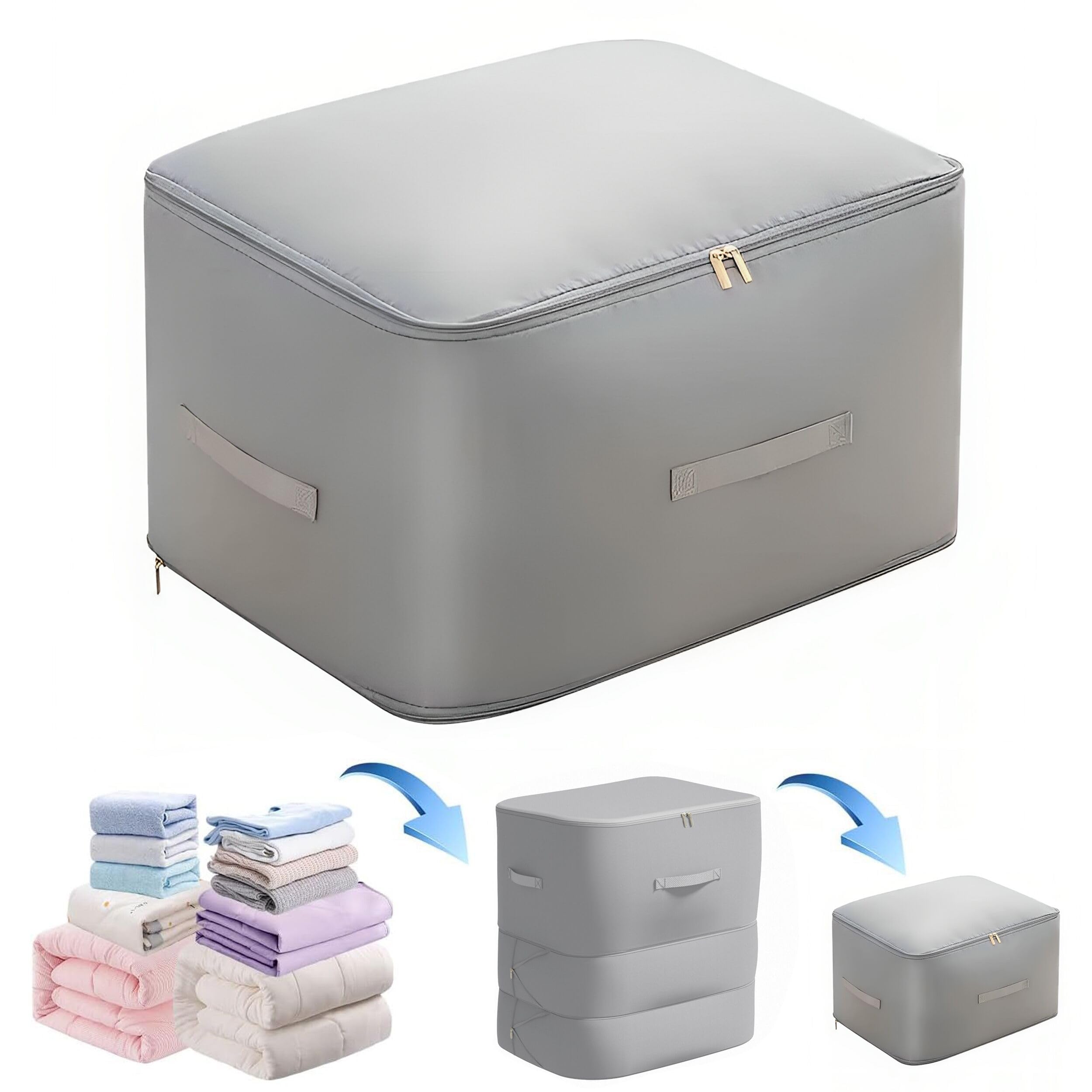 Ultra Space Saving Self Compression Organizer, Large Duvet Compression Bags, Clothes Storage Bags with Zippers, Self Compression Moving Organizer Bags for Blanket Comforters, 54×42×60cm