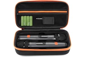 NOWHYX Wireless Microphone Case Compatible with JB-L Wireless Two Microphone System, Handheld Dual Mic Travel Bag for Singing or Karaok-e for Receiver Adapter Batteries(COLOR:A)