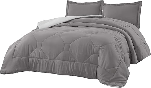 Amazon Com 3pc Comforter Set Quilted Sherpa Fleece Winter Cozy