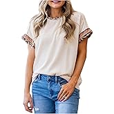 SOLY HUX Women's Leopard Short Sleeve T Shirts Crew Neck Summer Tee Going Out Knit Tops