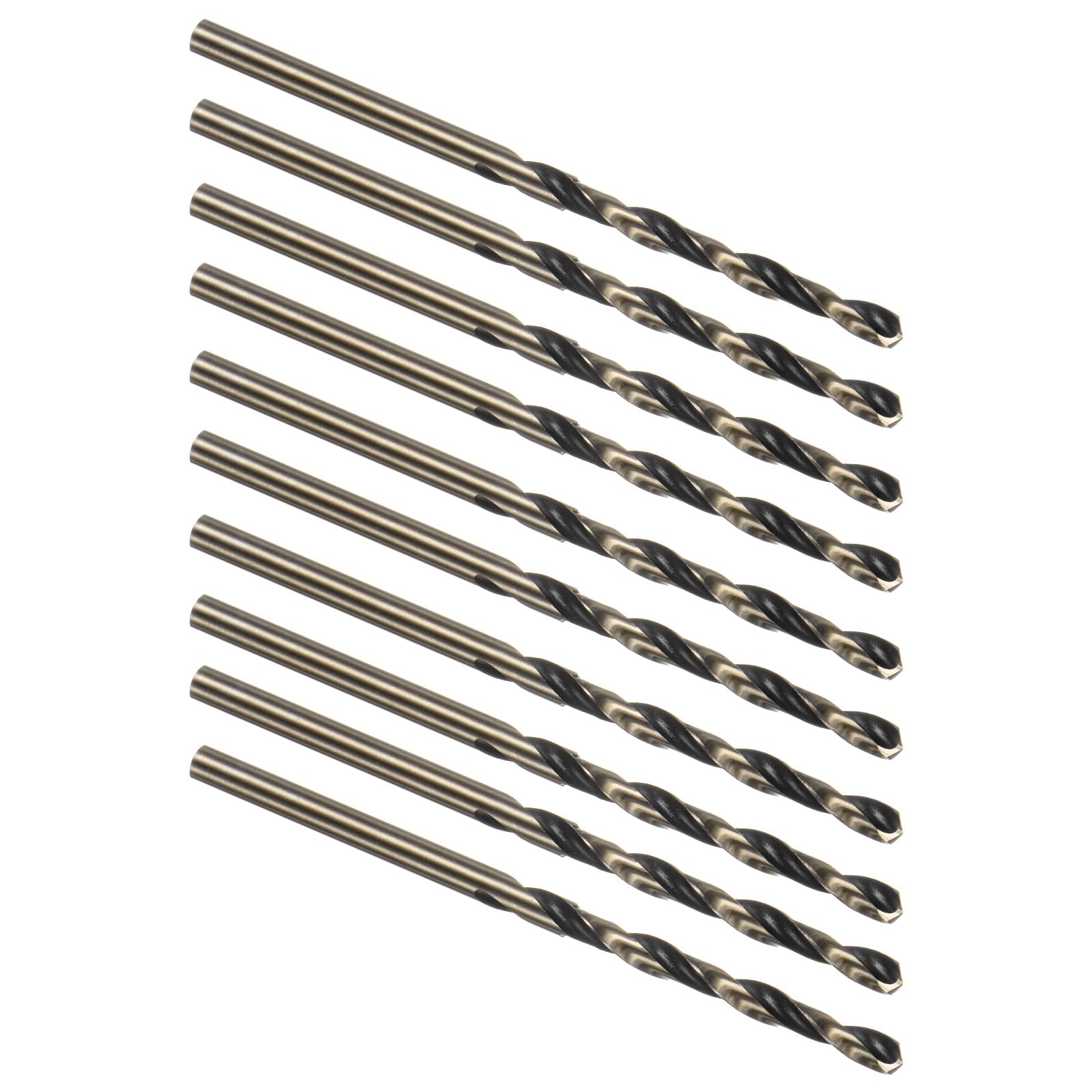 Kozelo 10PCS Twist Drill Bit - [3.2mm/0.13"] Titanium Nitride High-Speed Steel Round Shank Jobber Bit Set Black Gold for Metal Wood Plastic Steel Use, 40mm / 1.57" Blade Length — image 1