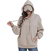 SeSe Code Hoodie With Eye Mask Waffle Hooded Sweatshirts Womens Travel Airplane Sleep Hoodies Mens Oversized Pullover