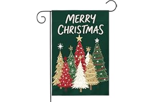 AYTIPUN Merry Christmas Garden Flag 12x18 Inch Forest Green Xmas Tree Holiday Winter Decorative Yard Flags for Outside Double Sided Seasonal Outdoor Home Farmhouse Decoration Porch New Year Decor