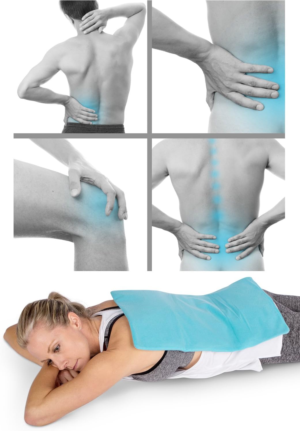 ICEWRAPS Oversize Ice Pack with Soft Fabric Cover - 12"x21” Reusable Flexible Cold Compress Therapy Wrap for Knee, Back, Hip, Sciatica Swelling, Injuries, and Pain Relief: Health & Personal Care
