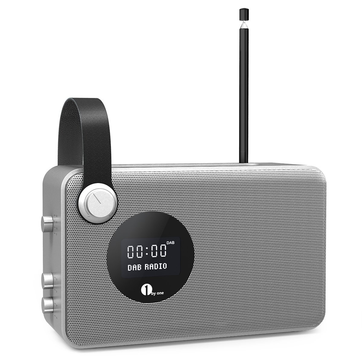 1byone DAB / FM Bluetooth Radio, Radio digital portátil con el despertador / FM / Pantalla LCD / 3.5mm Aux-in ,color plata & gris