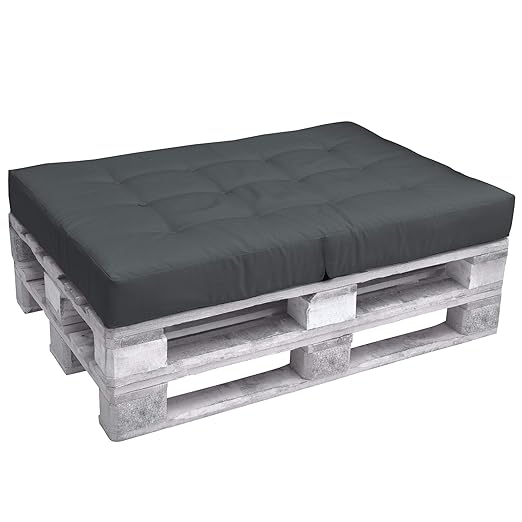 Beautissu Palettenkissen Premium Sitzkissen ECO Elements klappbar Palettenpolster Kissen Europalette 120x80x15 in Grau