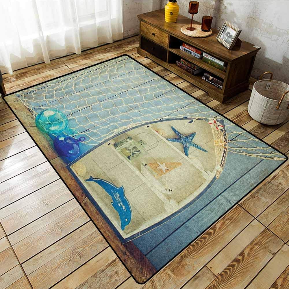 Living Room Rug，Nautical，Nautical Boat Standing Against The Wall Other