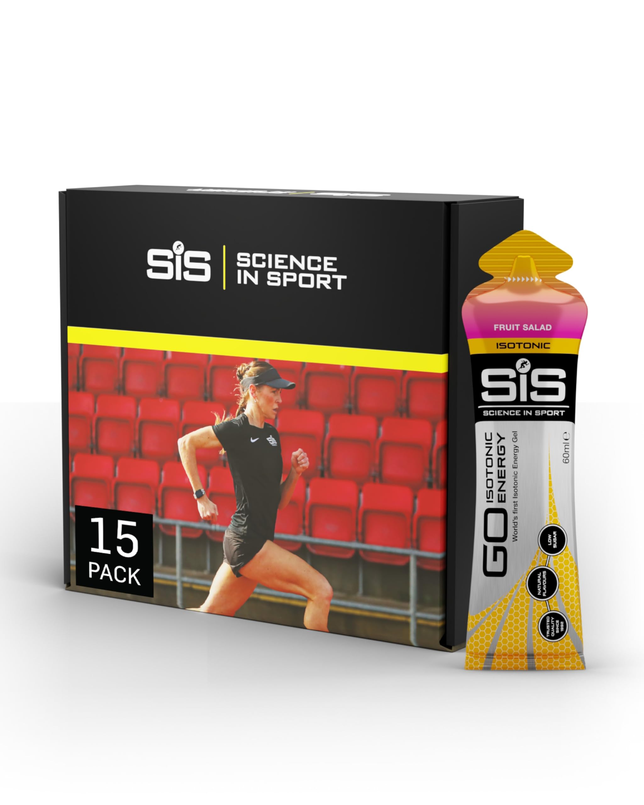 Science in Sport GO Isotonic Energy Gel 15 x 60ml Fruit Salad – Fast-Acting – Vegan – Formulation with 22g of carbohydrates, a Great Source of Energy — image 1