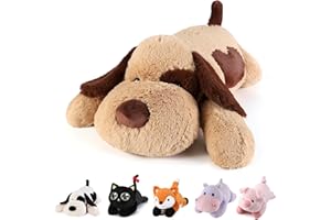 meowtastic Brown Dog Weighted Stuffed Animals - 22 Inch 4.5 Pounds Weighted Plush Dog Stuffed Animals - Big Stuffed Dog Weighted Plush Pillow - Cute Plush Toys Gifts for Kids & Adults (22" 4.5 lbs)