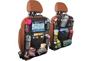 Hanemia Car Seat Back Organizer, Waterproof and Durable with 10" Table Holder, 9 Storage Pockets for Kids, Travel Accessories, 2 Pack