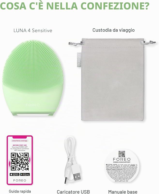LUNA 4, spazzola detergente viso - Massaggio viso rassodante - Spazzola viso anti-age - Favorisce l'assorbimento delle formule di skincare - Pulizia viso semplice - Combination Skin