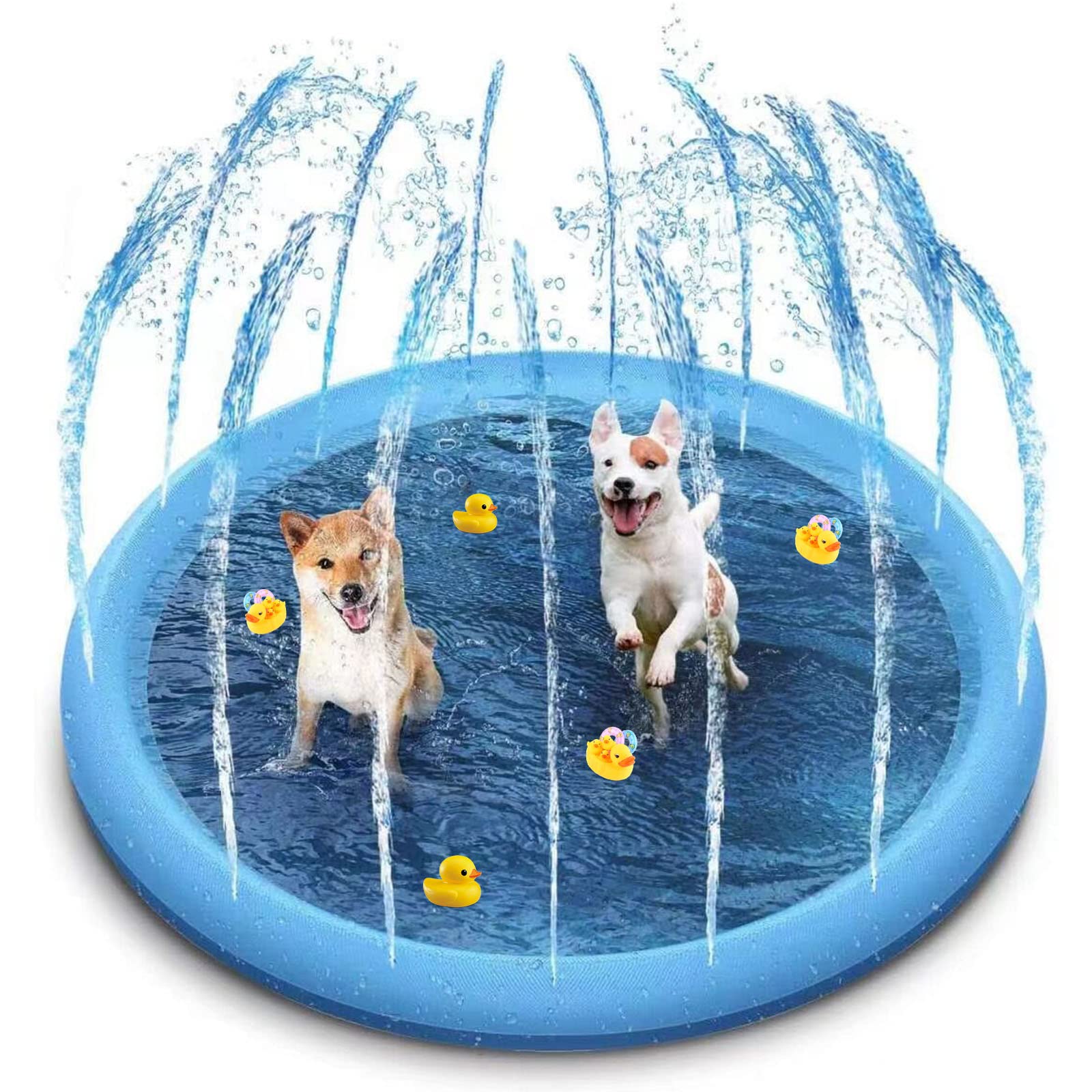 Dog Pool, 100cm Kids Dog Sprinkler Splash Pad,Thickened Anti-Slip Water Play Mat, For Summer Garden Outdoor Toys