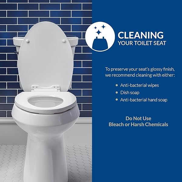 BEMIS 170 DURABLE PLASTIC TOILET SEAT, ELONGATED, WHITE