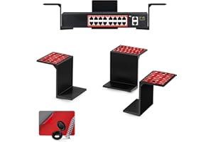 BRAINWAVZ 3” Under Desk Laptop & Device Holder Mount, Adhesive & Screw in, Devices Upto 3" - Small Computers Laptops MacBook Surface Keyboard Routers Modems Cable Box Network Switch & More (Black)