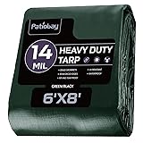 Patiobay Tarp 6x8 Feet, 14 Mil Waterproof Tarps