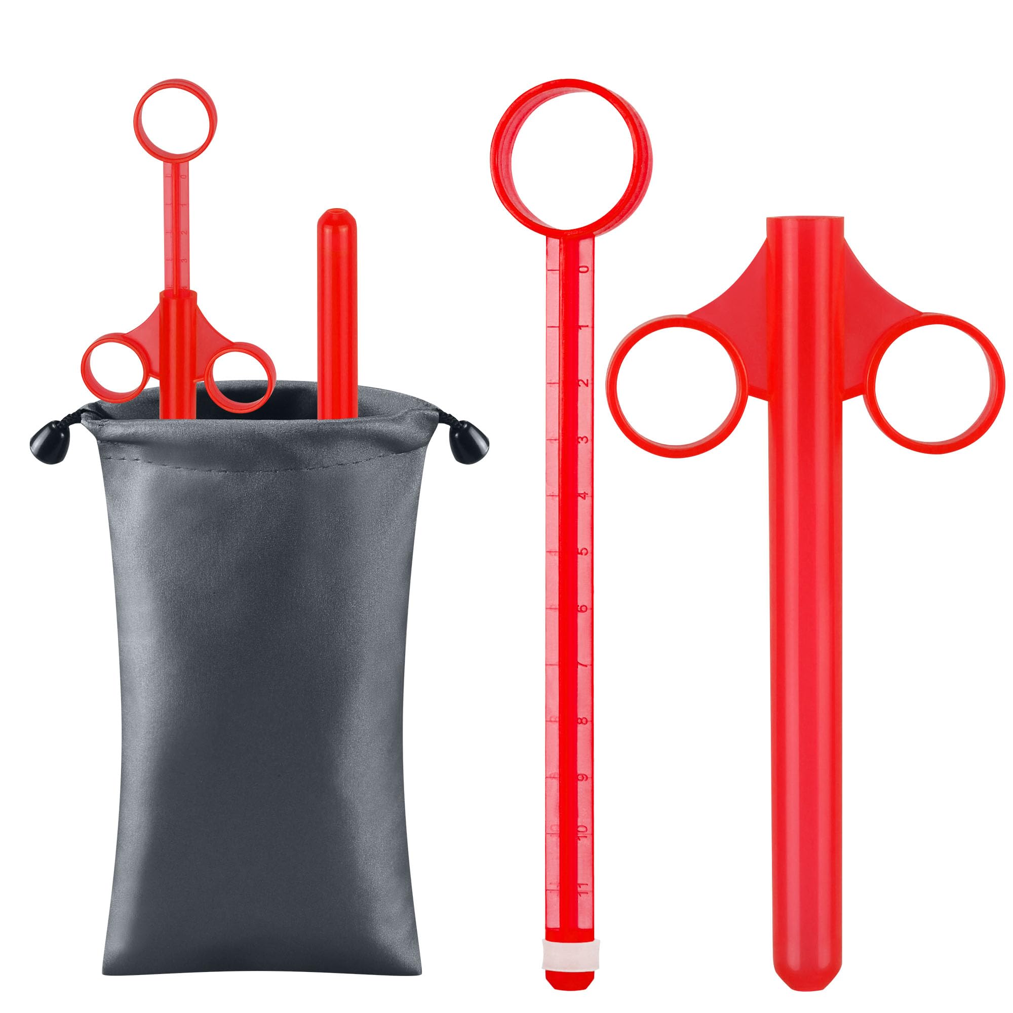 Photo 1 of [2Pcs+Storage Bag] Lube Applicator Syringe with 10ml Precise Scales, 6.5" Anal Lube Shooter with Air-Proof Silicone Cap Reusable Lubricant Tube Applicator for Women, Men & Couples, Red