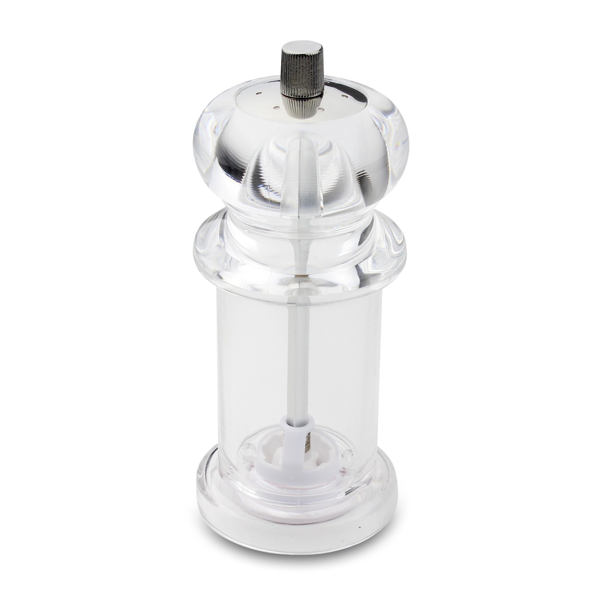 Grunwerg Gmil Combination Pepper Mill and Salt Shaker 2-in-1, Durable Non-Corrosive Ceramic Gears, Clear Acrylic, 14.5 cm