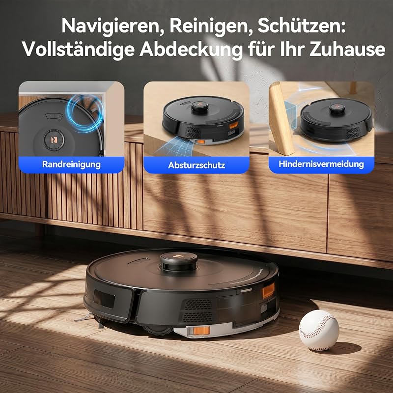 D8 Pro Saugroboter mit Wischfunktion, 38000Pa Saugroboter mit Absaugstation 4L, Anti-Haar-Verwicklung, LiDAR Navigation, 4-in-1 Saug und Wischroboter für Böden/Teppich/Tierhaare, APP Steuerung