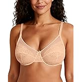 OEAK Womens Minimizer Bras Underwire Full Coverage Bra Plus Size Unlined Lace Bralette Lifting Tshirt Bras for Large Breast