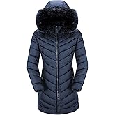 Bellivera Women's Winter Thickened Quilted Puffer Jacket Zipper Pockets Bubble Coat with Removable Hood and Faux Fur Collar