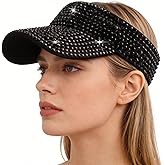 Bling Shiny Rhinestones Sun Visor hat Cap for Women,Adjustable Summer Beach Visor Caps Running Tennis Golf Sun hat