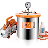 BACOENG 3 Gallon Tempered Glass Lid Vacuum Chamber with Pump, Stainless Steel Degassing Chamber Kit for Resin, Silicone, Epoxies, Stabilizing Wood and Fishing Baits
