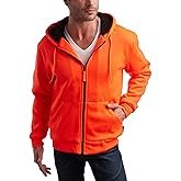 Bass Creek Outfitters Mens High Vis Hoodie - Heavyweight Water Resistant Sherpa Lined Work Hoodies for Men (M-XXL)