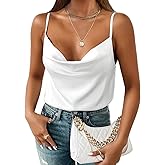 Aoulaydo Women's Cowl Neck Camis Satin Tank Top Camisoles Blouses White