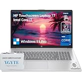 HP 17 Inch Laptop Touchscreen Computer, 17.3 HD+ Touch Screen Business Laptop, Intel 10-Core i7, 32GB RAM 1TB SSD, Windows 11 Pro, Backlit Keyboard, Number Pad, Fingerprint Reader