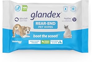 Vetnique Labs Glandex Dog Wipes for Pets Cleansing & Deodorizing Anal Gland Hygienic Dog & Cat Wipes with Vitamin E, Skin Conditioners and Aloe (100ct Pouch)