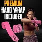 Islero EVO Fitness Boxing Gloves 12 oz Pink Matte Black with Hand Wraps view 3