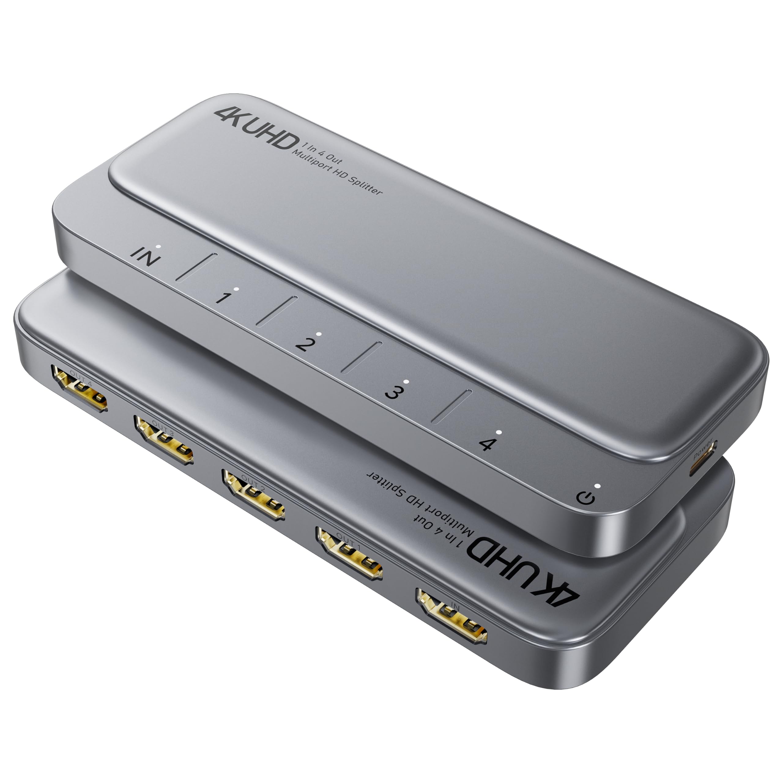 HDMI Splitter 1 in 4 Out, WARRKY 4K Power HDMI