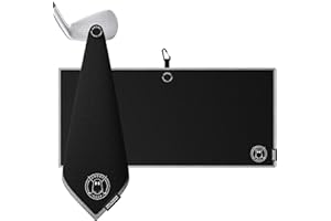 Ghost Golf Magnetic Towel (Caddie) - Premium Ultra-Absorbent Microfiber Golf Towel with Magnet for Golf Carts or Clubs - 18" x 40" Golfing Gear - Waffle Weave Pattern (Black)