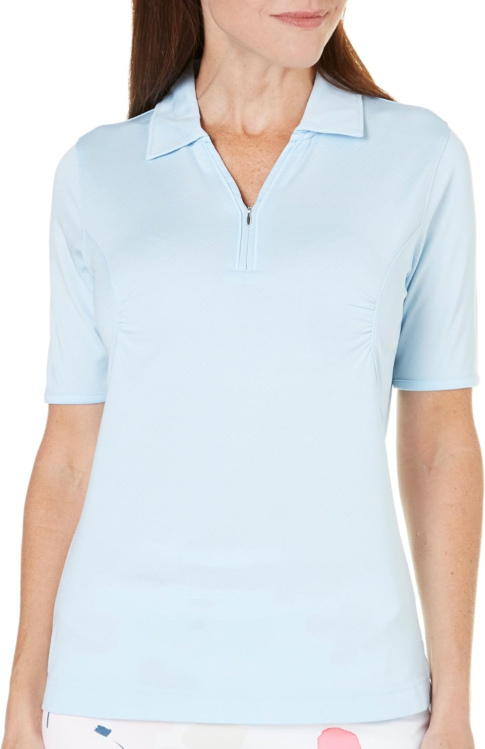 Pebble Beach Womens Solid Zip Neck Polo Shirt at Amazon Womenâs Clothing store