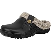 ChayChax Women and Men Fur Lined Clogs Memory Foam Warm Fuzzy Slippers Winter Waterproof Indoor Outdoor Slipper