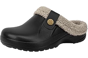 ChayChax Women and Men Fur Lined Clogs Memory Foam Warm Fuzzy Slippers Winter Waterproof Indoor Outdoor Slipper