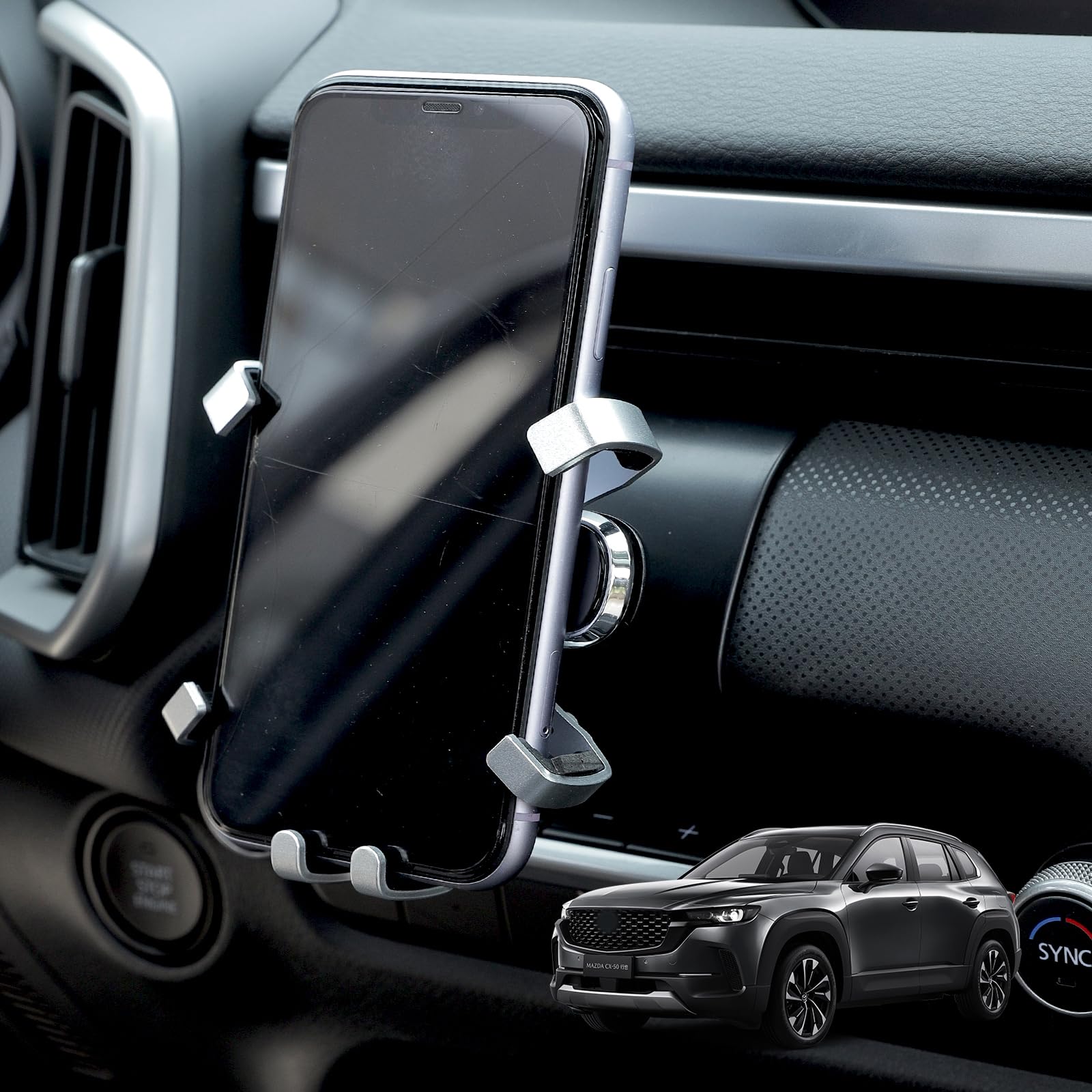 Photo 1 of WUJZ Compatible with Mazda CX50 Accessories Phone Holder for Mazda CX50, Snap-On Installation, Custom Fit for 2022-2025 Mazda CX50 Accessories(Silver)