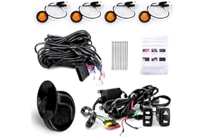 LIYYOO UTV Turn Signal Kit, Universal ATV UTV Street Legal Turn Signal with Rocker Switch, 110D Horn, Plug and Play Blinker Kit Compatible With Polaris, Can-Am, Kawasaki, Arctic Cat, CFMOTO, Pioneer （Amber）