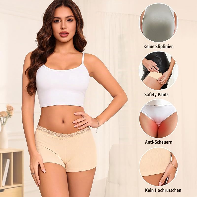 Damen Boxershorts Baumwolle Spitzen Pantys Frauen Unterhosen Shorts
