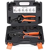 iCrimp Ratchet Crimping Tool Set with Quick Change Jaws AWG 20-2 | Kit includes crimper, wire stripper &amp; 6 interchangeable jaws for heat shrink, open barrel, insulated &amp; non-insulated ferrules