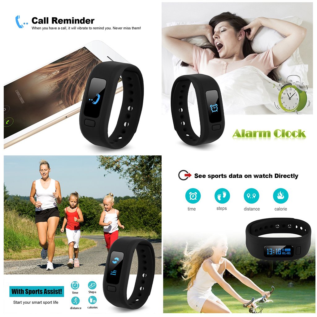 AGPtEK Moving up2 Smart Wristband Activity Tracker Bluetooth V4.0 Smart Sport Bracelet with Pedometer / Sleep Monitoring / Tracking Calorie/ Remote Capture Compatible for Android SAMSUNG HTC SONY LG and IOS Iphone 6/6s/6sPLUS/7/7PLUS