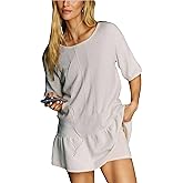 HangNiFang Womens Short Sleeve Athletic Mini Dress with Shorts Summer Workout Tennis Active Oversized Outfits